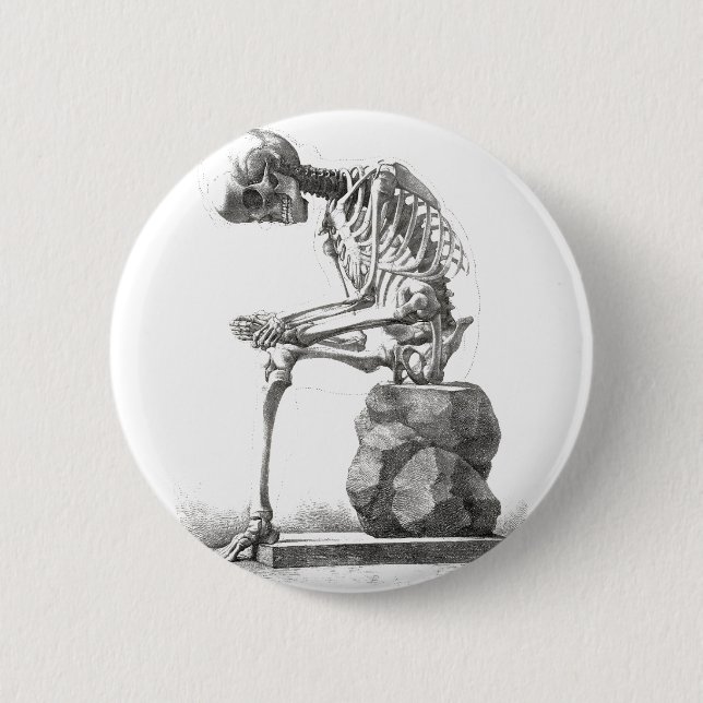 Antique Skeleton Anatomy: Gothic Halloween Medical 6 Cm Round Badge (Front)