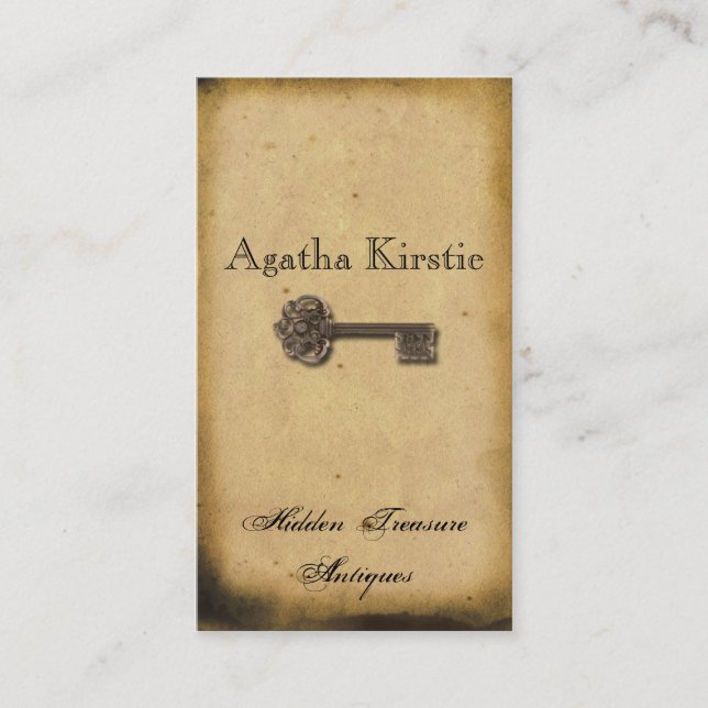 Antique Skeleton Key Business Card (Front)