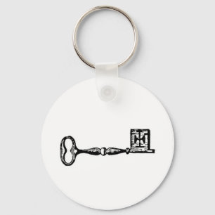 Antique skeleton key engraving key ring
