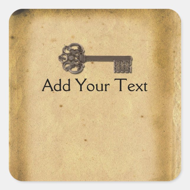 Antique Skeleton Key Square Sticker (Front)