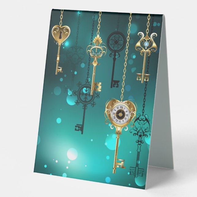 Antique Skeleton Keys on Green Background (Front)