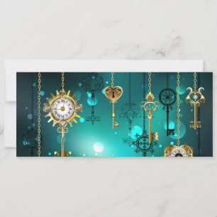 Antique Skeleton Keys on Green Background