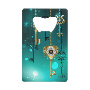 Antique Skeleton Keys on Green Background