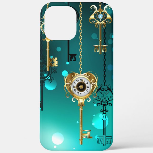 Antique Skeleton Keys on Green Background Case-Mate iPhone Case (Back)