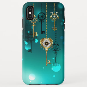 Antique Skeleton Keys on Green Background iPhone XS Max Case