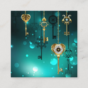 Antique Skeleton Keys on Green Background Enclosure Card