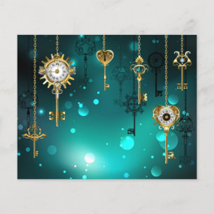 Antique Skeleton Keys on Green Background Flyer