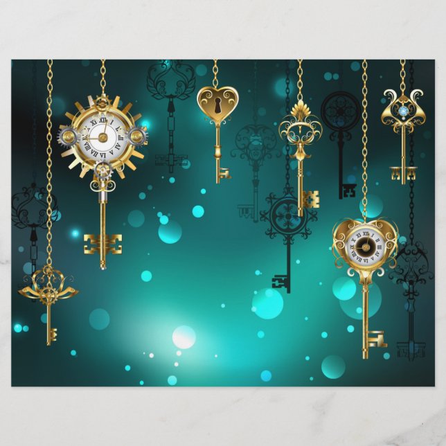 Antique Skeleton Keys on Green Background Flyer (Front)