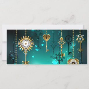 Antique Skeleton Keys on Green Background Holiday Card