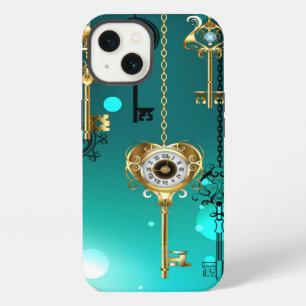 Antique Skeleton Keys on Green Background iPhone 13 Case