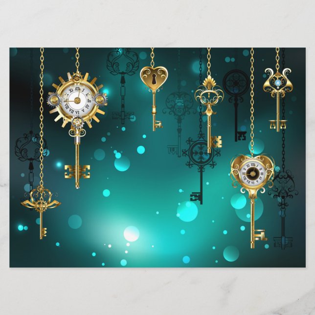 Antique Skeleton Keys on Green Background Menu (Front)