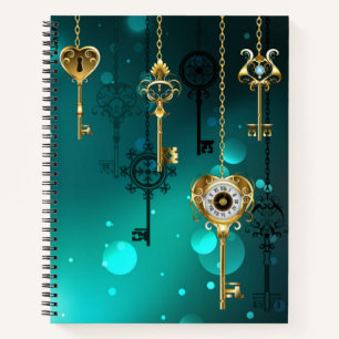 Antique Skeleton Keys on Green Background Notebook