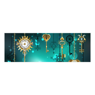 Antique Skeleton Keys on Green Background Photo Print