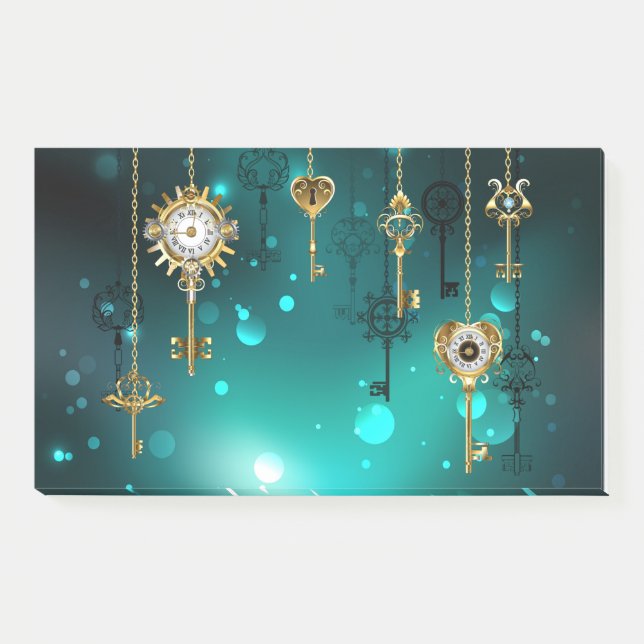Antique Skeleton Keys on Green Background Post-it Notes (Front)