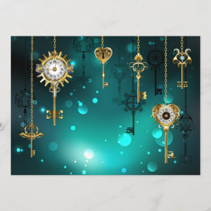 Antique Skeleton Keys on Green Background Program