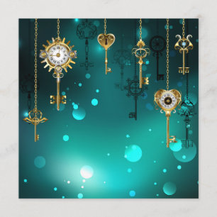 Antique Skeleton Keys on Green Background Program