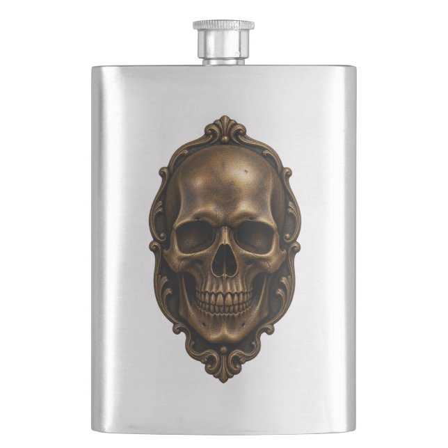 Antique Skull Hip Flask (Front)