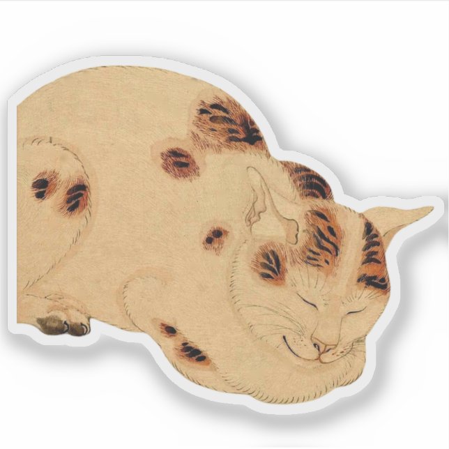 Antique Sleeping Cat Japanese Woodblock Ukiyo-e (Front)