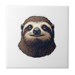 Antique Sloth Illustration Vintage Tee (2) Ceramic Tile