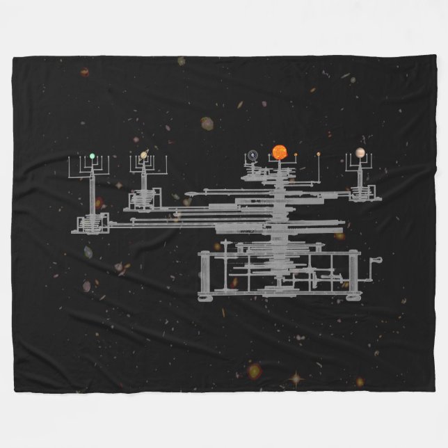 Antique Solar System Orrery Planetary in Space Fleece Blanket (Front (Horizontal))