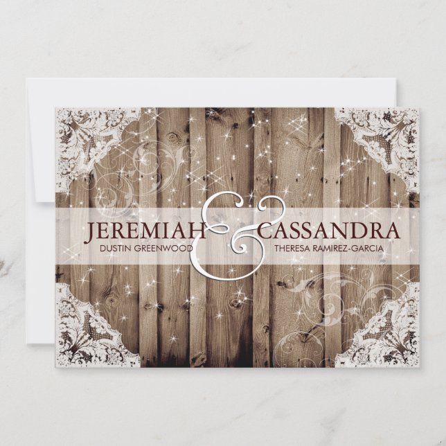 Antique Sparkle White Lace Wedding Invitation (Front)