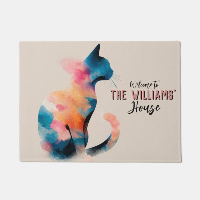 Antique Sphynx Cat Mum Flat Warming Present Doormat (Front)