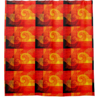 Antique spirals grunge - orange red shower curtain