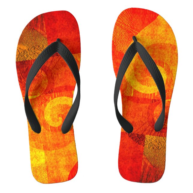 Antique spirals grunge - orange red thongs (Footbed)