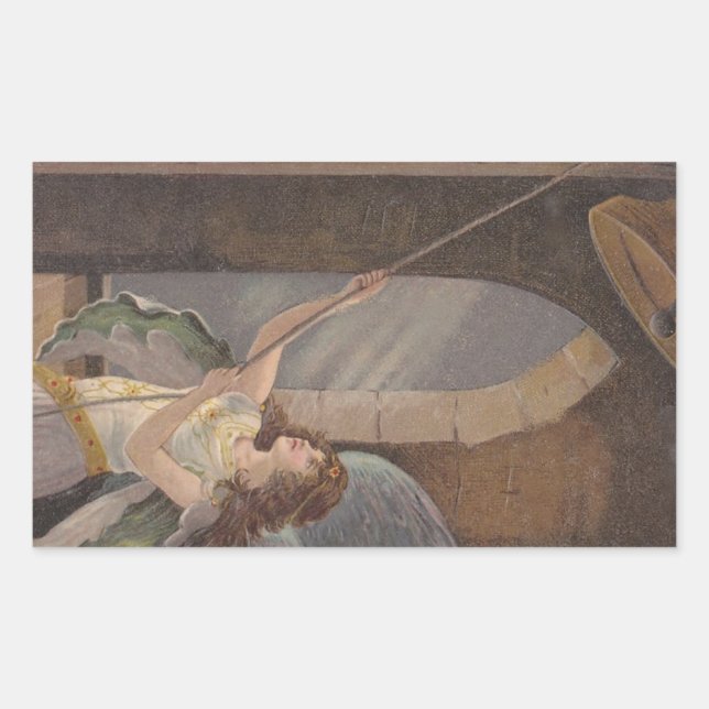 Antique Spiritual Tolling Bell Tower Angel Sticker (Front)