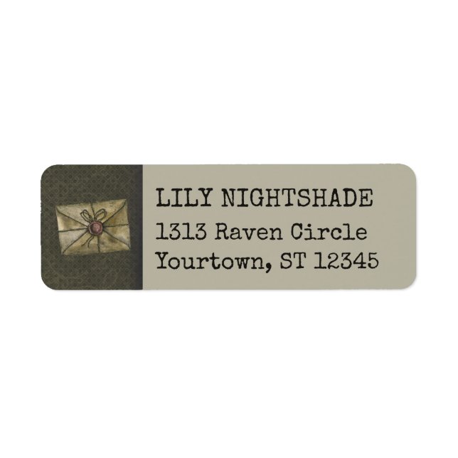Antique Spooky Letter Autumn Return Address Label (Front)