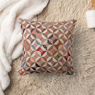 Antique Spool Pattern Patchwork Quilt Colourful Cushion