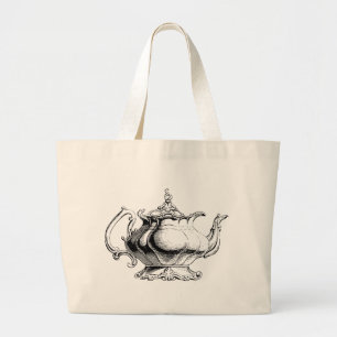 Antique Spot of Tea Teapot Totebag Large Tote Bag