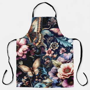 Antique Spring Flowers and Butterflies  Apron