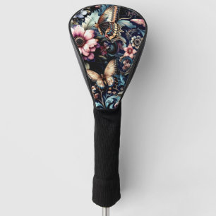 Antique Spring Flowers and Butterflies Golf Head Cover