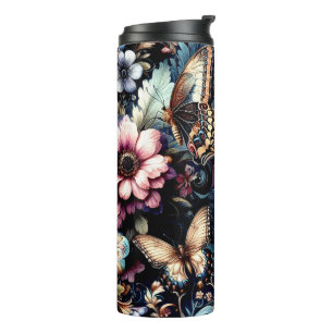 Antique Spring Flowers and Butterflies  Thermal Tumbler
