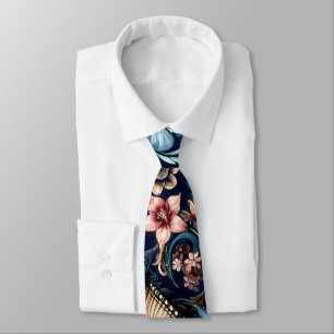 Antique Spring Flowers and Butterflies Tie