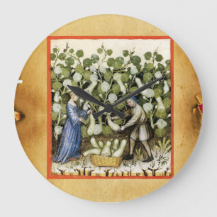 ANTIQUE SQUASH  HARVEST PARCHMENT Squashes Large Clock