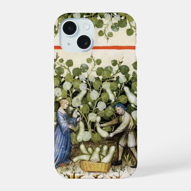 ANTIQUE SQUASH  HARVEST Squashes Mediaeval Art iPhone 15 Case (Back)