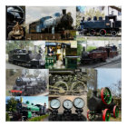 Antique Steam Engine Locomotive Train Collage