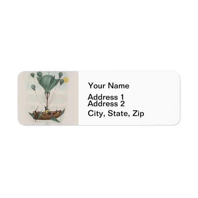 Antique Steampunk Airship Return Address Label (Front)