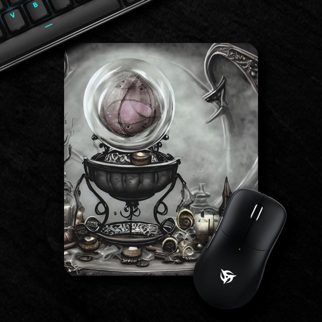 Antique Steampunk Cauldron on Stack of Spell Books Mouse Pad (Creator Uploaded)