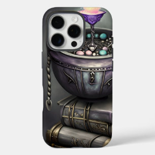 Antique Steampunk Cauldron   Stack of Spellbooks iPhone 16 Pro Case