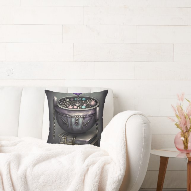 Antique Steampunk Cauldron | Stack of Spellbooks Cushion (Couch)