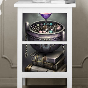 Antique Steampunk Cauldron   Stack of Spellbooks Tissue Paper