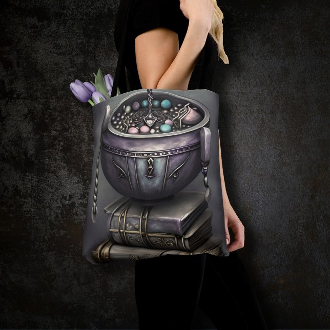 Antique Steampunk Cauldron | Stack of Spellbooks Tote Bag (Creator Uploaded)