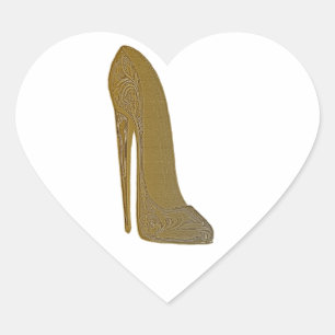 Antique Stiletto Shoe High Heel Art Gifts Heart Sticker