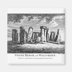 Antique Stonehenge woodcut Stone Circle Engraving Magnet