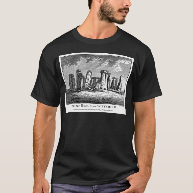 Antique Stonehenge woodcut Stone Circle Engraving T-Shirt (Front)