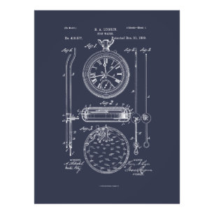 Antique Stopwatch, 1889 Patent Drawing Photo Print
