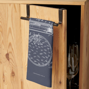 Antique Stopwatch, 1889 Patent Drawing Tea Towel